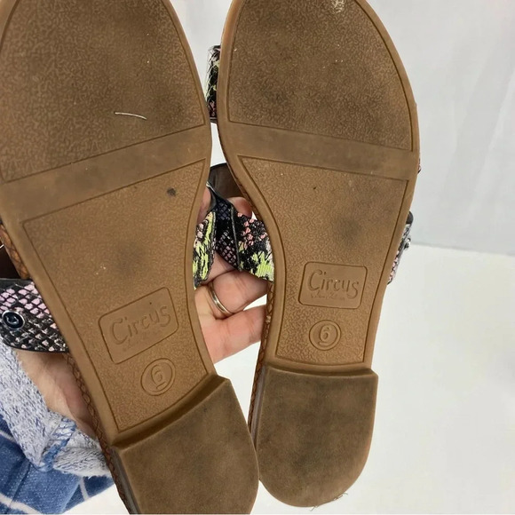 Sam Edelman Circus Womens 6 Clover Open Toe Slide Sandals Pink Green Blue - Picture 4 of 5